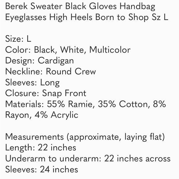 💐NEW👜Berek “Born to Shop” Embellished Cardigan Sweater Size L👒 - Picture 2 of 16